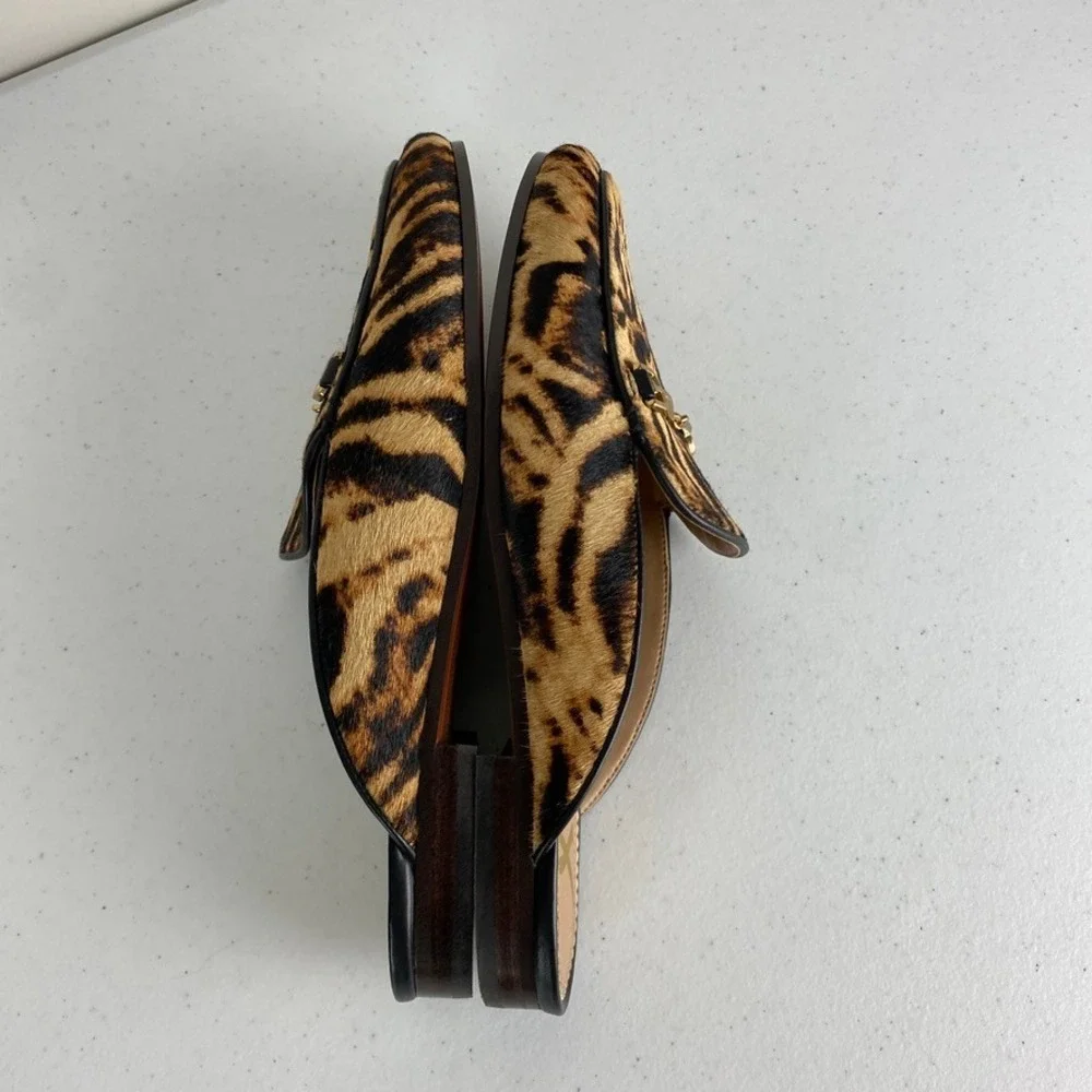 Sam Edelman Linnie Mule Womens 8 Animal Print Calf Hair Horsebit Slide Slip On - Picture 7 of 7